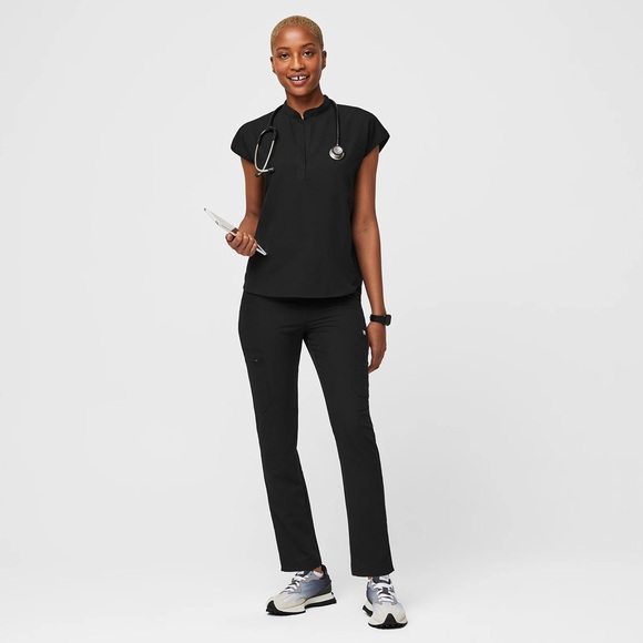 Figs Pants - Figs Set Rafaela Oversized Top High Waisted Yola Skinny Scrub Pants Black XS/S